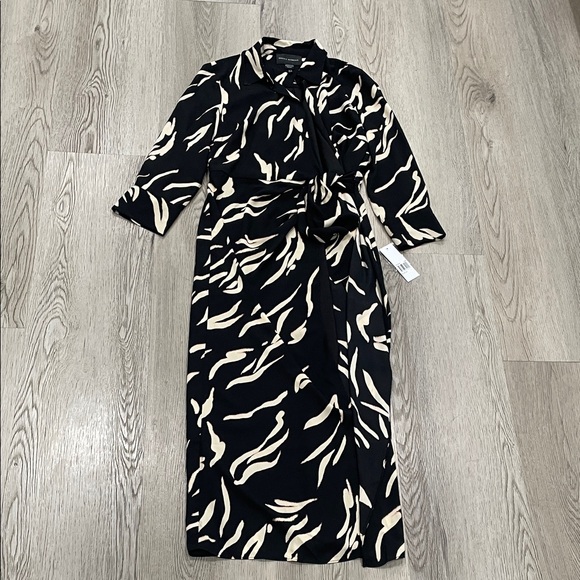 Donna morgan Elegant Black and Cream Wrap Dress - Picture 3 of 4